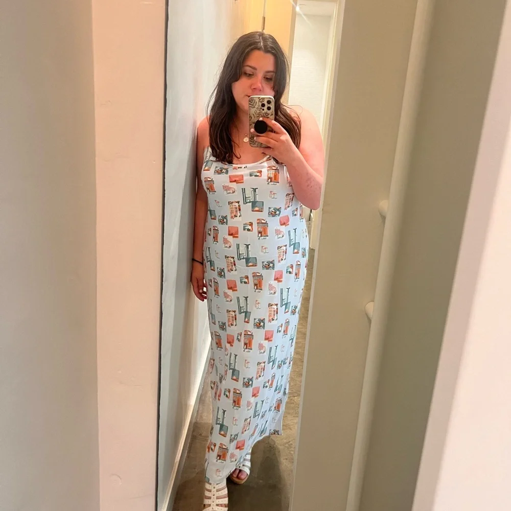 The A&F Julia Slip Maxi Dress - Light Blue Pattern